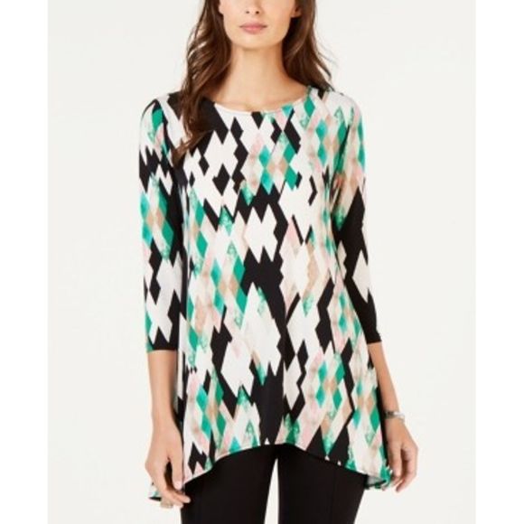 Alfani Tops - Alfani Printed High Low Tunic